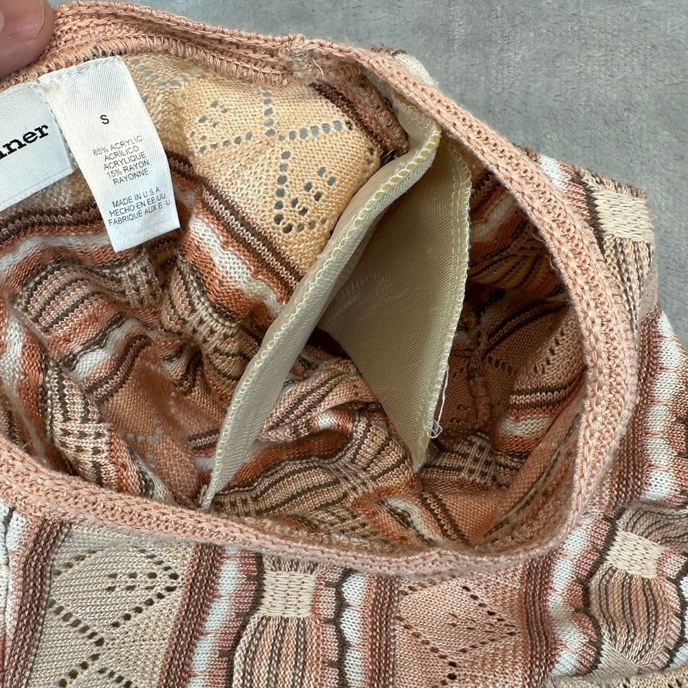 Alfred Dunner Knit Top Womens Small Peach Geometric Pointelle Short Sleeve Top - Picture 8 of 10